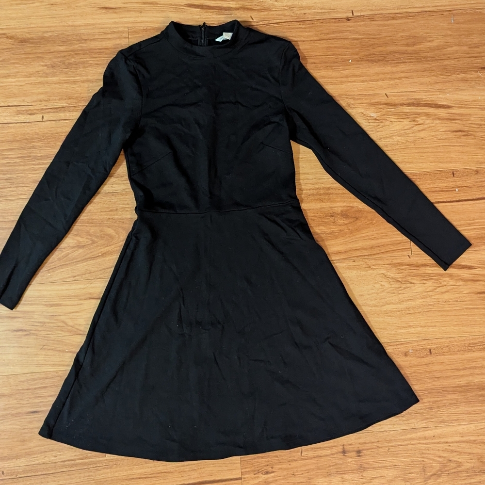 H&M black mock neck A-line dress